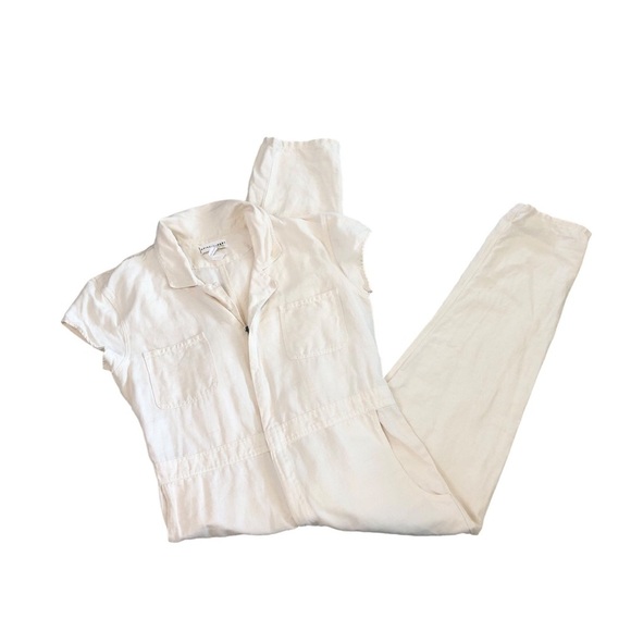 APiece Apart Cream Zip Front Linen Blend Jumpsuit Coveralls with Pockets Azore - Picture 1 of 11